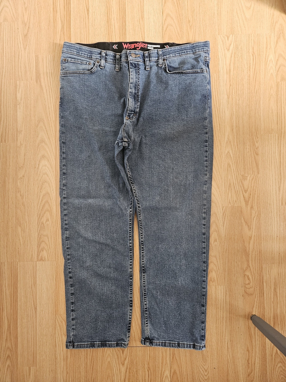 Wrangler Straight Fit Light Blue Denim Jeans, Performance Series, 42x30